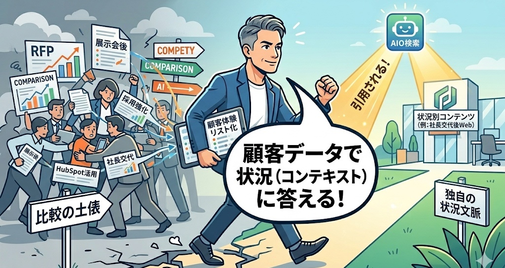 顧客データと営業体験をリスト化すると、なぜWebコンテンツはAIOに強くなるのか。のサムネイル